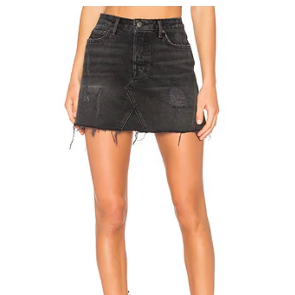 Grlfrnd Eva Black Denim Mini Skirt